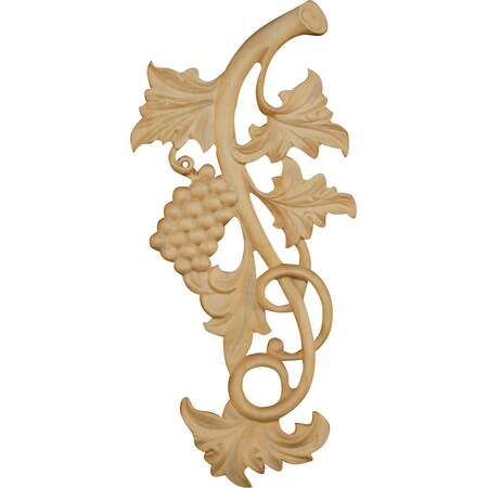 Osborne Wood Products 14 x 6 1/2 x 3/4 Grape Vine Applique Right in Red Oak 7522O